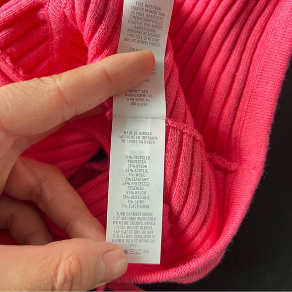 Aerie Textured Rib Knit Hot Pink Crop Top Size Large New With Tags - Picture 9 of 9